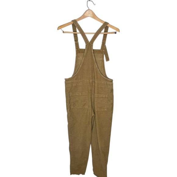 Aerie Werk & Play Twill Corduroy Overalls Slouchy Fit Neutral Tan Brown XS - Picture 3 of 7
